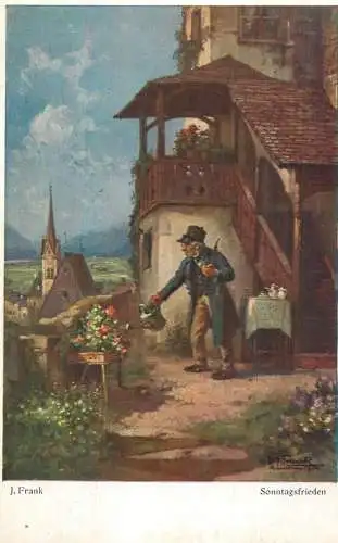 Allemagne Landschaft AK K. J. Frank Sonntagsfrieden