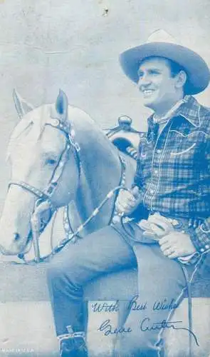 Vintage Western Exhibit Arcade Card American Actor Gene Autry with horse