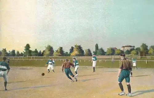 Football themed old postcard