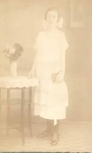 Girl portrait souvenir photographic postcard communion 1925 Leipzig Konfirmation