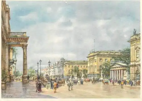 Germany Das Alte Berlin Linden Partie der Universitat nach einem original-aquarell von Wolfgang Trift