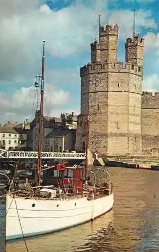 Wales Caernarvon Castle Eagle Tower from across river