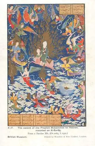 The ascent of the prophet Muhammad to Heaven mounted on Al-Burak