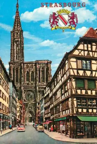 France Strasbourg Bas-Rhin Alsace Rue Merciere & La Cathedrale