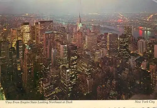 New York City view from Empire State Building at dusk