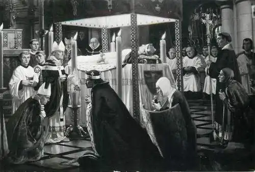 Reading museum fine art postcard - The Burial of King Henry I at Reading Abbey - H. Morley