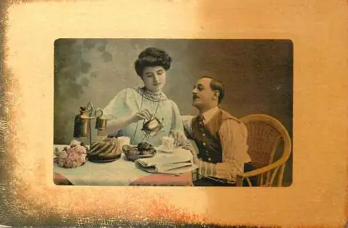 Romantic couple dinner scene 1908
