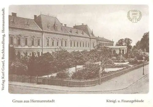 Romania Gruss aus Hermannstadt Sibiu Konigliche und Finanzgebaude