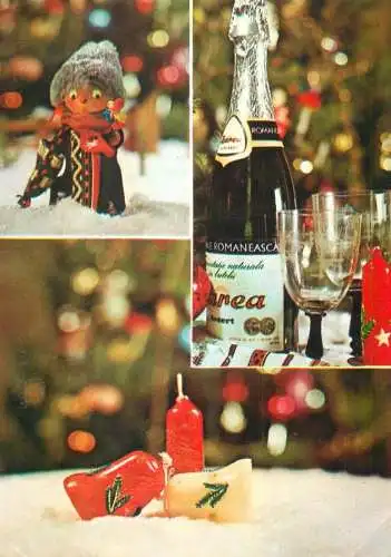 Winter Holidays greetings decorative ornaments and champagne bottle multi view