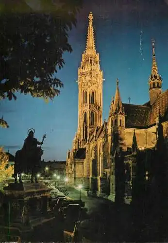 Hungary Budapest Matthiaskirche night view