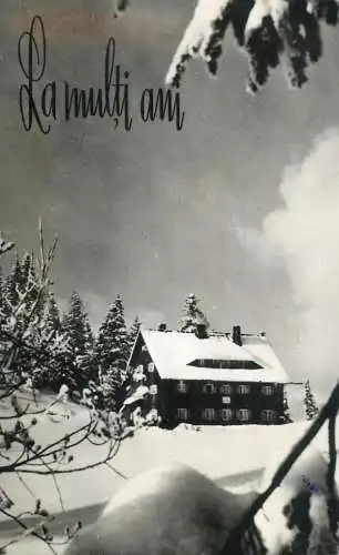 Winter Holidays greetings mountain chalet picturesque winter scenery