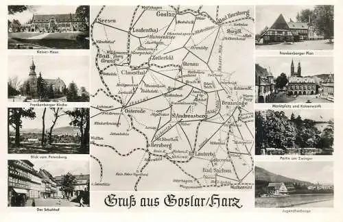 Germany Gruss aus Goslar/Harz several sites and map