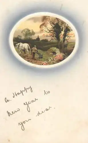 Farming horse plowman