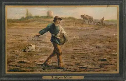 Cultivation scene fine art postcard Francois Millet - Der Saemann