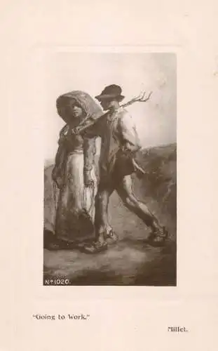 Fine art postcard Millet - Going to work