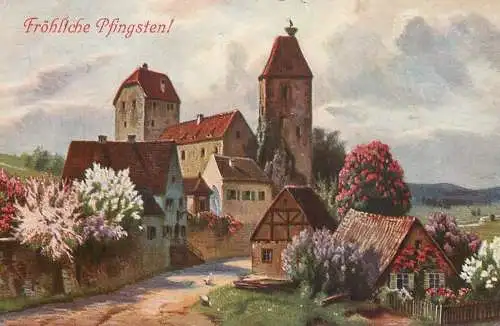 Pentecost greetings postcard Germany Landschaft AK 1912