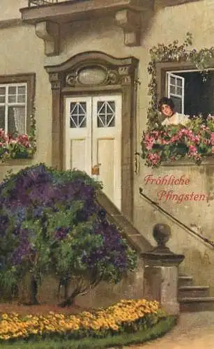 Pentecost greetings postcard Germany 1908