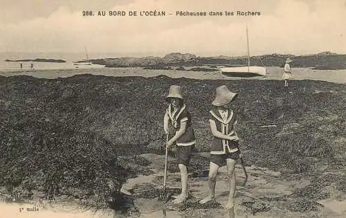 Au bord de l'ocean Pecheuses dans les Rochers