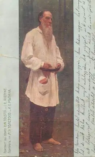 Russia fine art postcard Tolstoi by I. E. Repine