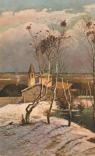 Russia fine art postcard A. K. Savrasov - Commencement du printemps
