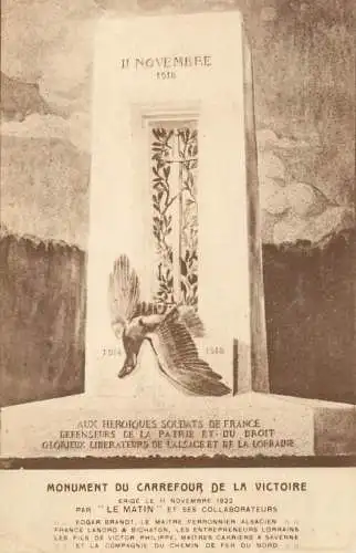 France Monument du Carrefour de la Victoire 2 Novembre 1918