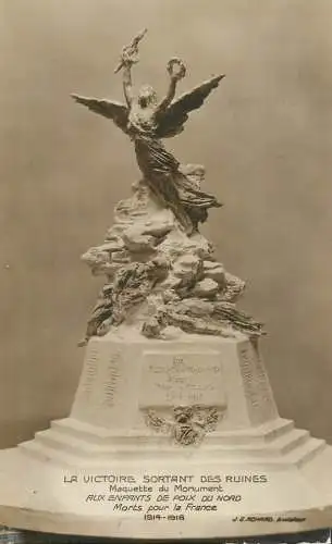 France La Victoire sortant du ruines Maquette du Monument aux Enfants de Poix du Nord Morts pour la France 1914-1918
