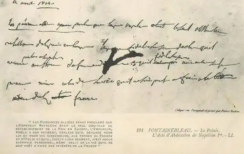 France Fontainbleau Le Palais L'Acte d'Abdication de Napoleon I
