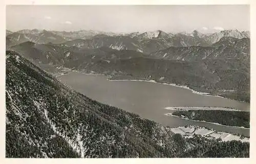 Germany Heimgarten Blick auf Walchensee und Karwendel