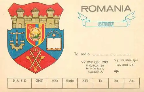 Romania radio amator QSL card Sibiu - unused