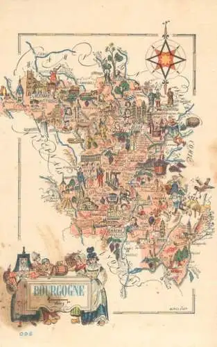 Bourgogne map cpa