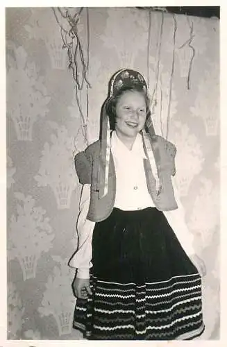 Photograph ca. 6 x 9 cm girl folk type costume