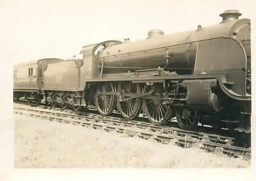 Photograph ca. 6 x 9 cm British railroad early locomotive