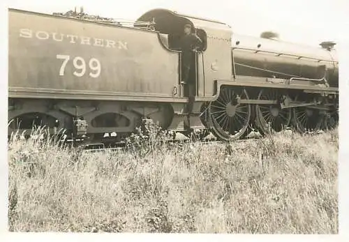 Photograph ca. 6 x 9 cm British railroad early locomotive Southern