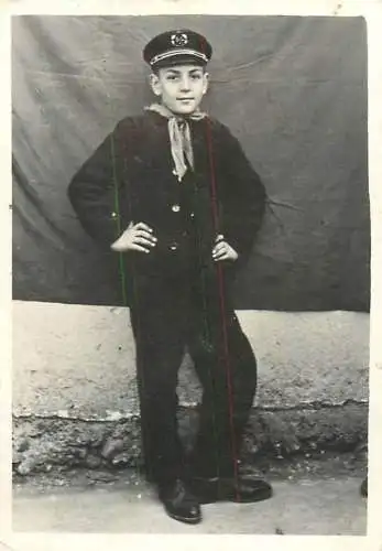 Photograph ca. 6 x 9 cm anonymous persons boy posing in uniform