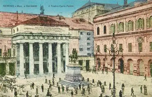 Italy Genova Monumento a Garibaldi e Teatro Carlo Felice