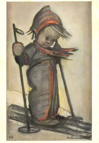 Ski Heil Berta Hummel signed artwork