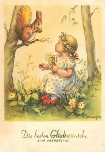 Die beste Gluckwunsche zum Geburtstag girl squirrel fantasy illustration