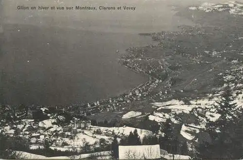 Switzerland Glion en hiver & vue sur Montreux, Clarens, Vevey