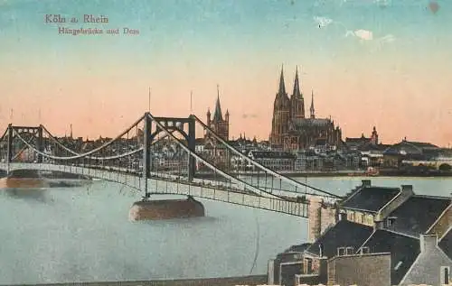 Germany Koln am Rhein Hangebrucke und Dom