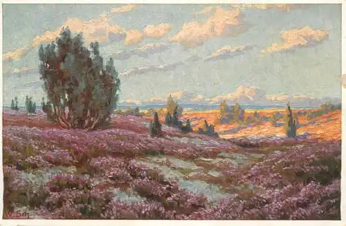 Germany landscape painting flower field signed artwork