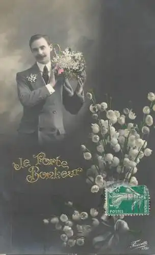Muguets porte bonheur cpa
