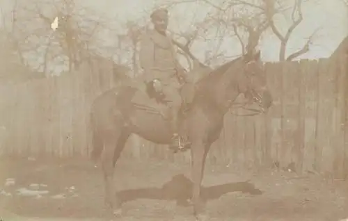 Militaria uniform photographic postcard military cavalry horseman