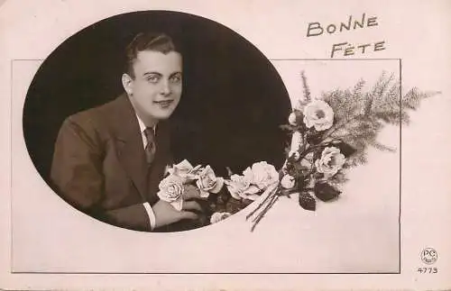 Fancy card elegant man portrait greetings France