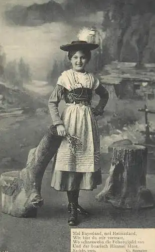 Germany Bavarian young girl with traditional costume
