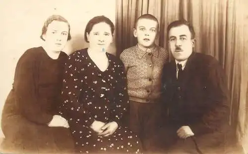 Photographic souvenir postcard family group 1938