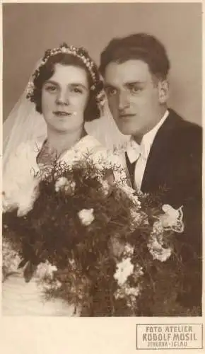 Czech R. Jihlava wedding souvenir photographic postcard