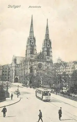 Germany Stuttgart Marienkirche tramway