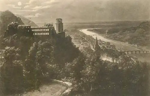 Germany Heidelberg vom Wolfsbrunnenweg gesehen beim Mondschein
