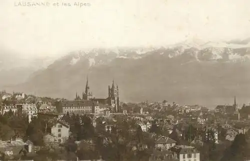 Switzerland Lausanne cityscape and the Alps