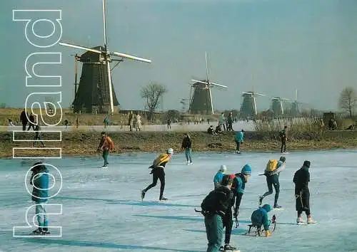 Winter in Netherlands Kinderdijk Molens skating types and scenes